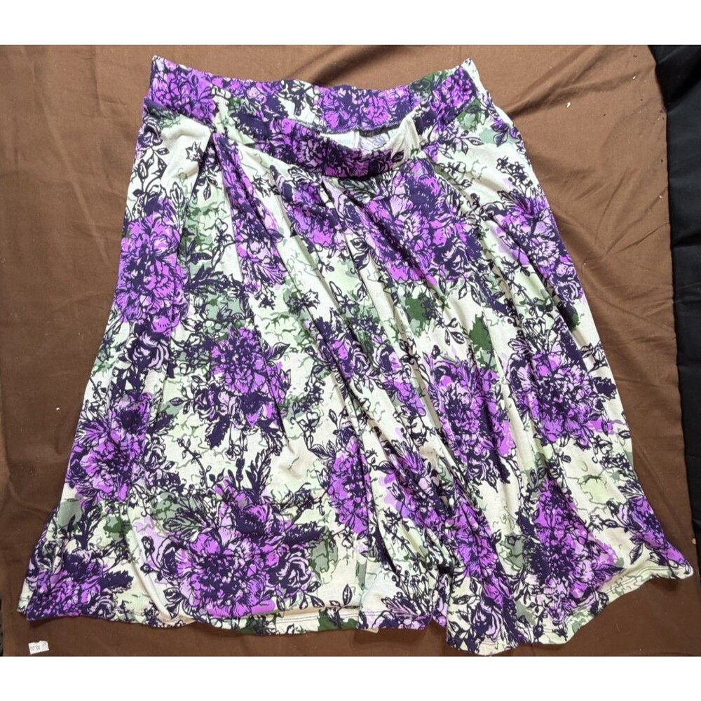 LuLaRoe Women's Floral Pleated A-Line Skirt Size Large L Flowy Midi Skirt